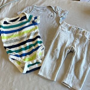 GAP Baby - Striped Onesies and jogger pants - Navy, White, Teal
